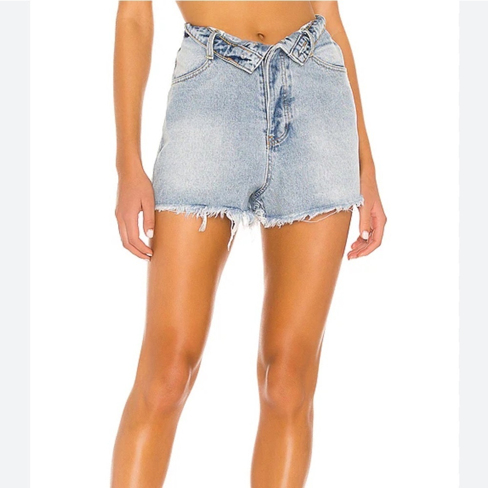 Superdown‎ Size 28 Audrina Light Wash Fold Over Denim Shorts Travel Boho City